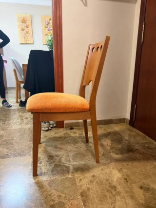 6 Sillas Comedor Madera y Tela