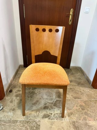 6 Sillas Comedor Madera y Tela