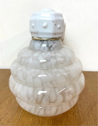 Applique da bagno antico, ceramica e cristallo di Murano