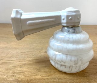 Applique da bagno antico, ceramica e cristallo di Murano