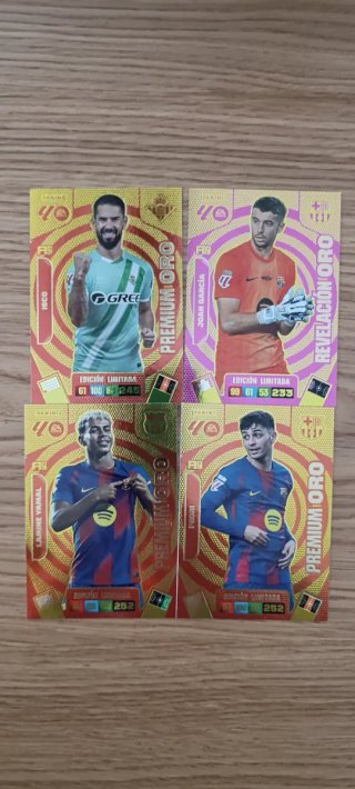 Panini Premium Oro 4 Cartas Fútbol