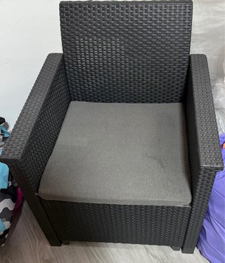 Silla de terraza ratán sintético gris