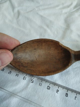 Cuchara de pastor de madera. Arte pastoril