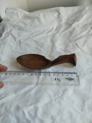 Cuchara de pastor de madera. Arte pastoril