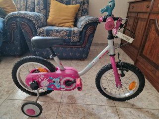 Bicicleta infantil B'TWIN rosa y gris
