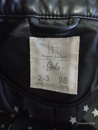 Chaqueta Biker Niña Negra Talla 2/3