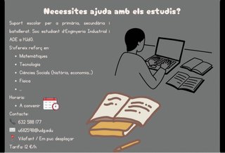 Clases de reforç fins a 2n de batxillerat