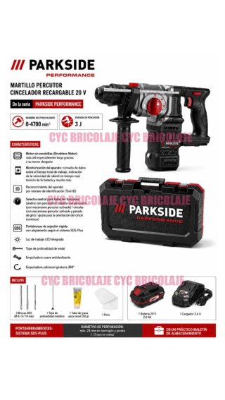 Parkside Martillo Percutor Recargable 20V