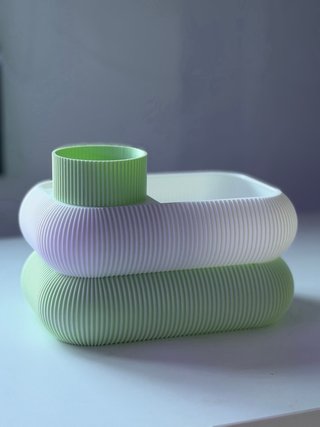 Organizador de maquilhagem verde e branco