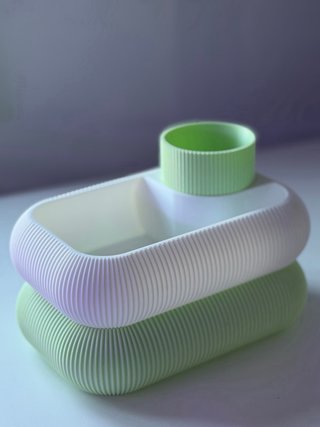 Organizador de maquilhagem verde e branco