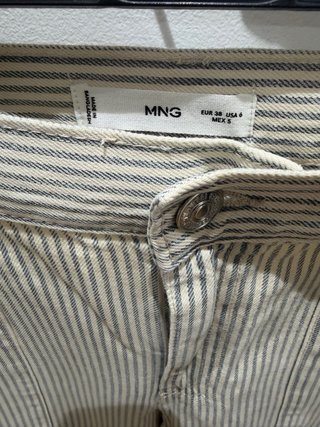 Pantalones anchos rayas Mango beige