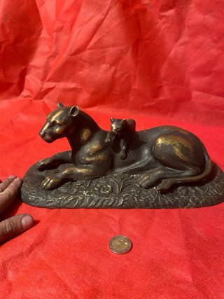 Figura Bronce Leopardo y Cachorro