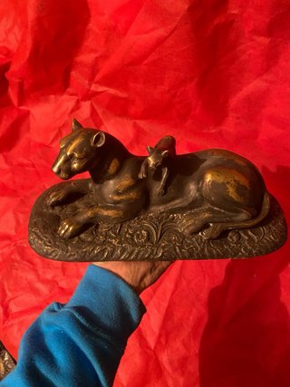 Figura Bronce Leopardo y Cachorro