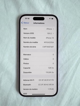 iPhone 16 128GB Rosa