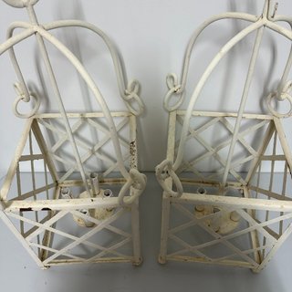 Pareja Candelabros Hierro Forjado Blancos
