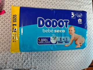 Pañales Dodot Bebé Seco Talla 3 (6-10kg) 62 unidad