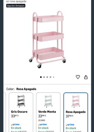 Carrito Auxiliar Metálico Rosa