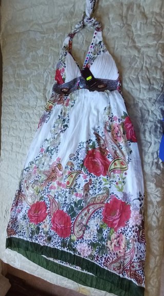 Vestido largo estampado multicolor talla única