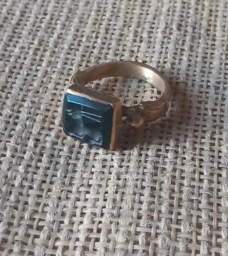 Anello sigillo afghano vintage blu