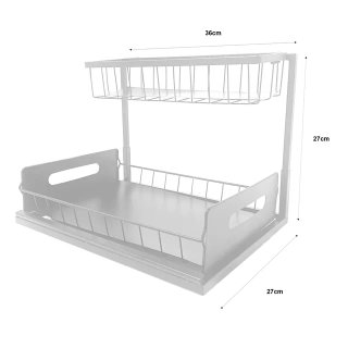 Organizador Bajo Fregadero Blanco 2 Bandejas