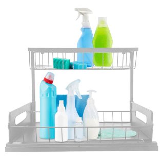 Organizador Bajo Fregadero Blanco 2 Bandejas