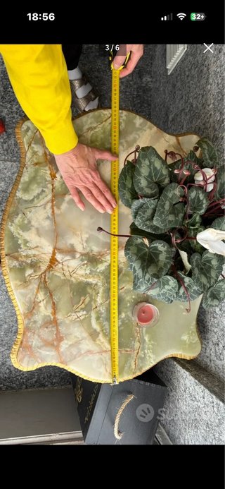 Tavolino vintage marmo verde e oro