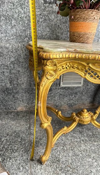 Tavolino vintage marmo verde e oro