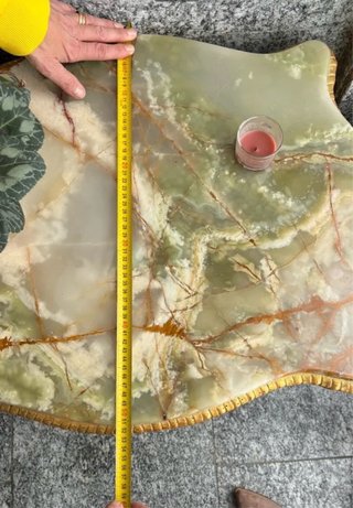 Tavolino vintage marmo verde e oro