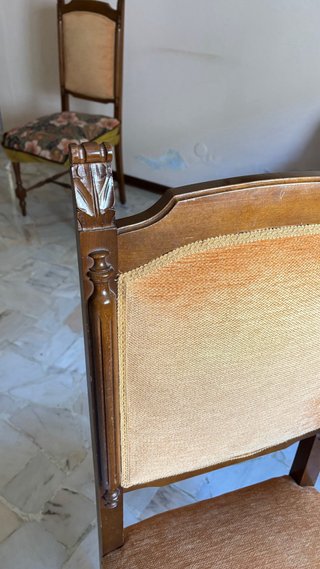 Sedie vintage soggiorno tessuto e legno