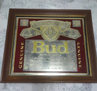 Specchio Budweiser XL con cornice in legno