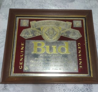 Specchio Budweiser XL con cornice in legno