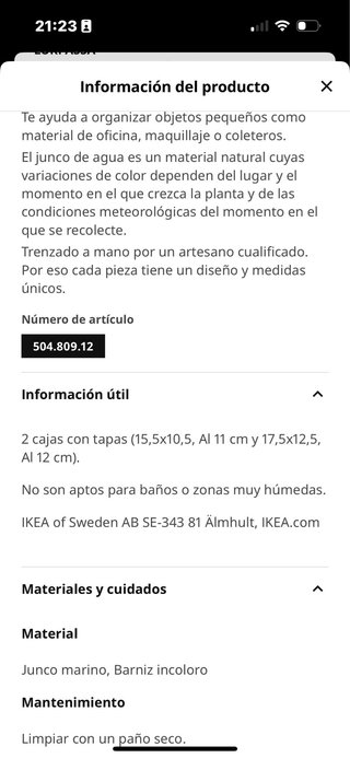 2 Cajas Junco Lurpassa IKEA