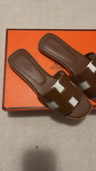Ciabatte Hermes Marrone e Bianco