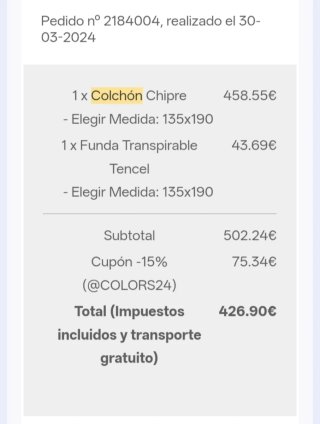 Colchón Max Colchon 135x190