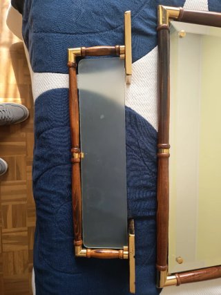Espejo y balda baño madera y dorado