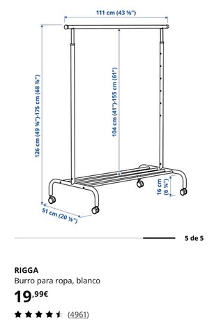 Burro Ropa Ikea (ajustable en altura)