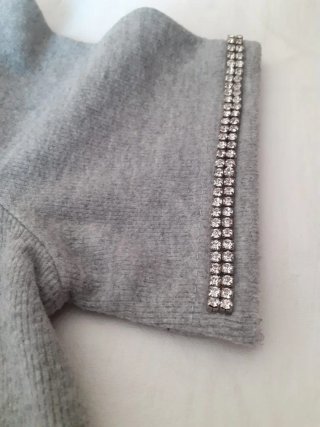 Maglietta Zara donna S grigia con strass