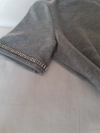 Maglietta Zara donna S grigia con strass