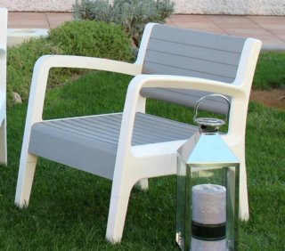 Conjunto Muebles Jardín  Gris/Blanco