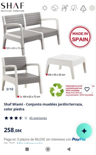 Conjunto Muebles Jardín  Gris/Blanco