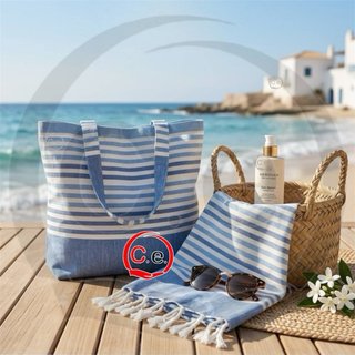 Borsa mare e telo righe