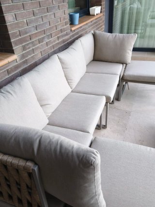 Sofá modular exterior chaise longue + mesa