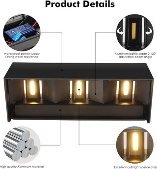 2 Apliques LED Exterior Negro 30cm 36W 3000K
