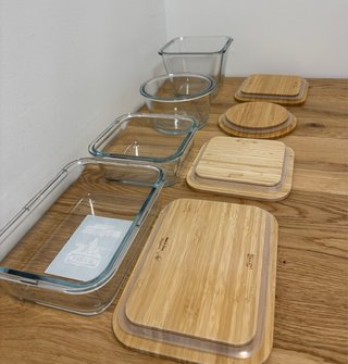 4 Recipientes Cristal Ikea Tapa Bambú