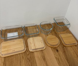 4 Recipientes Cristal Ikea Tapa Bambú