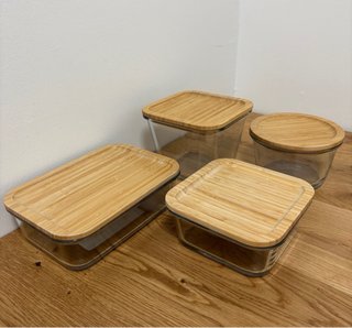 4 Recipientes Cristal Ikea Tapa Bambú