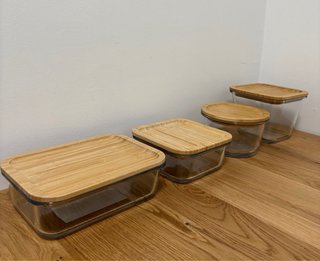 4 Recipientes Cristal Ikea Tapa Bambú