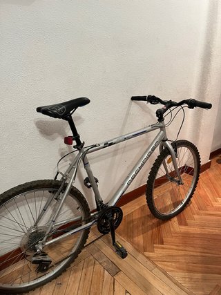 Bicicleta de montaña plateada