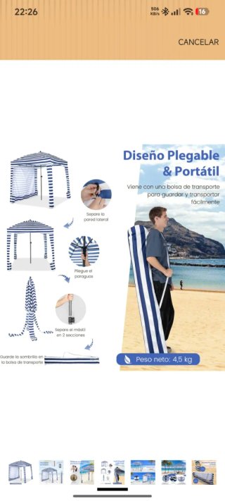 Sombrilla grande de playa nueva a estrenar