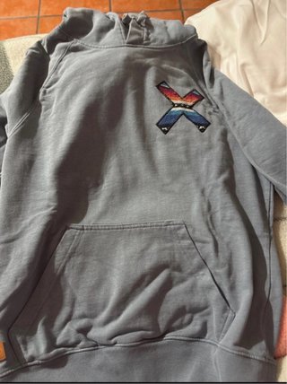 Sudadera gris con logo X multicolor Es verdadera